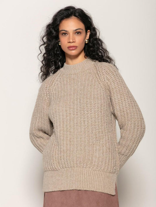 Blusa com decote redondo e mangas de cava raglan Biamar